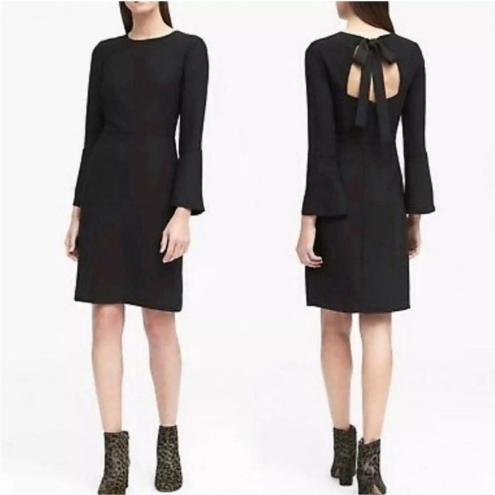 Banana Republic Tie Back Long Sleeve Mini Dress in Black Size 6 EUC